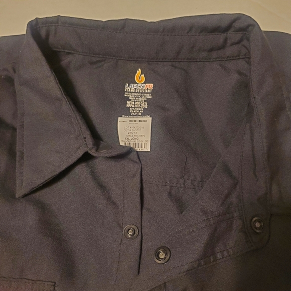 Lapco Navy Flame Resistant FR Workshirt Mens 5XL Long - Picture 7 of 7